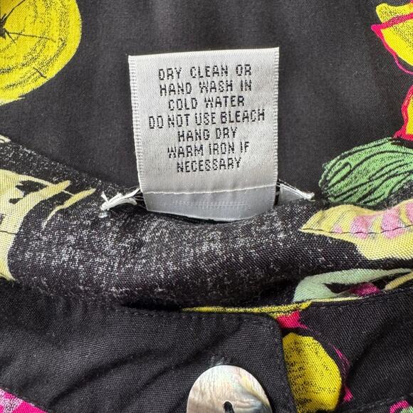 Vintage ‘90s Paradiso Tropical Print Beaded Fringe Hem Button Down Blouse - Picture 9 of 9